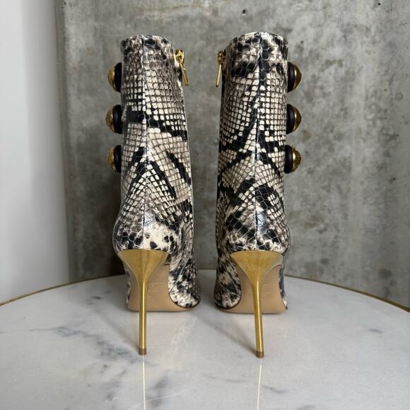 BALMAIN Alma Snake-Effect Leather Ankle Boots - Picture 8 of 17